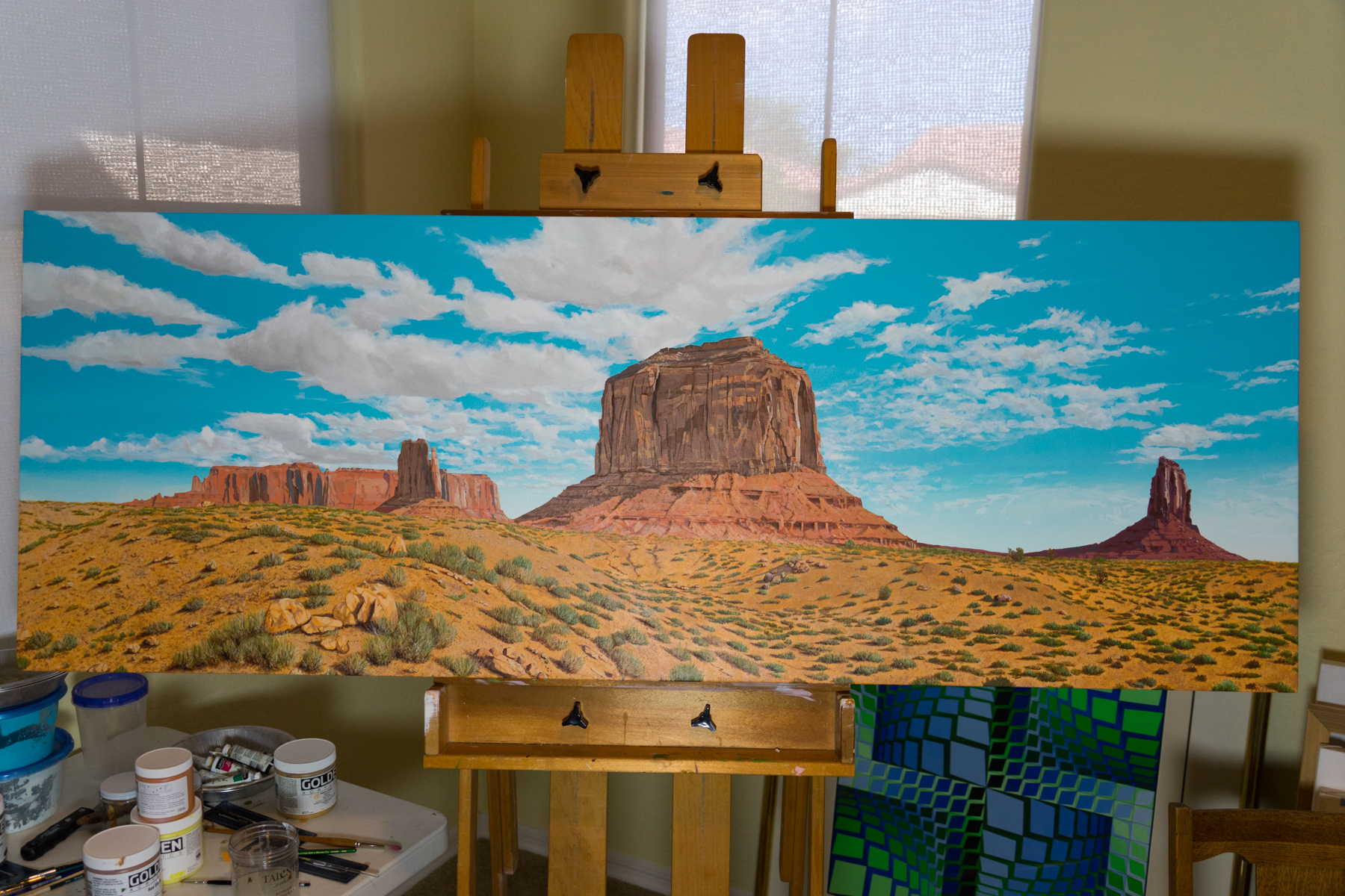 David Farney, Merrick Butte, Monument Valley, 24 x 66, acrylic on canvas Arizona Artists Guild